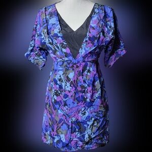 Yumi Kim Silk Dress V Neck Short Sleeve Cut Out XS
